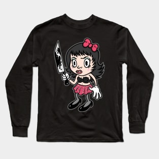 Molly with a knife Creepy Cartoony Horror Long Sleeve T-Shirt